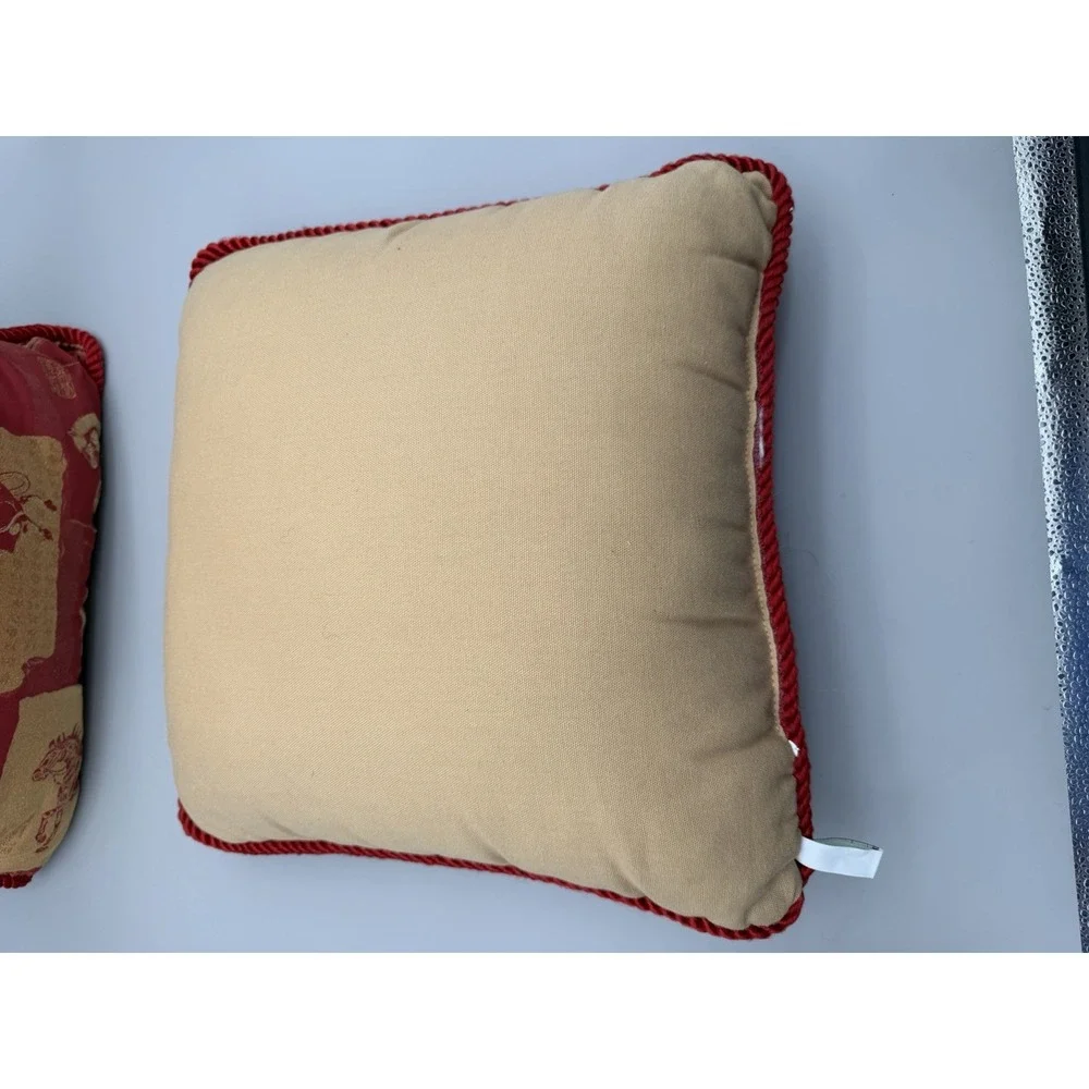 Horse Decor Red Gold Set Throw Pillows 16